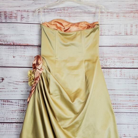 Jessica Mcclintock Formal Gold Ball Gown Sz 10 Tulle Layered Princess Maxi Dress - Picture 9 of 16